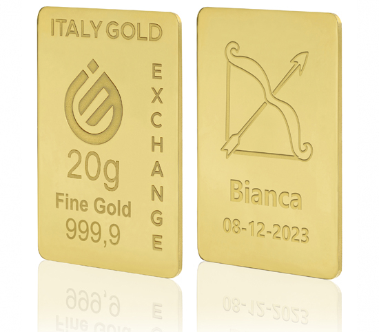 Gold ingots Star Signs - Sagittarius - 18Kt - 20gr Italy Gold Exchange